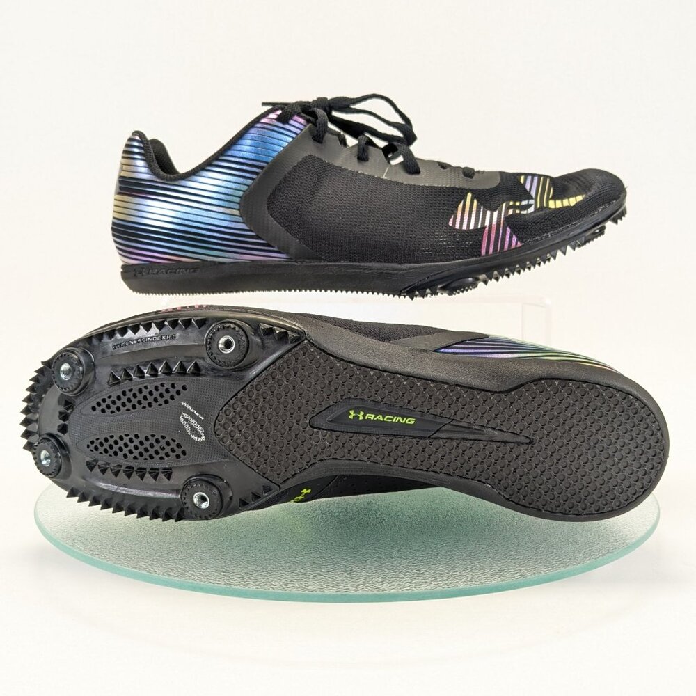 Under Armour Sprint Spikes Track Shoes Black Men's Size 13 Lightweight Running